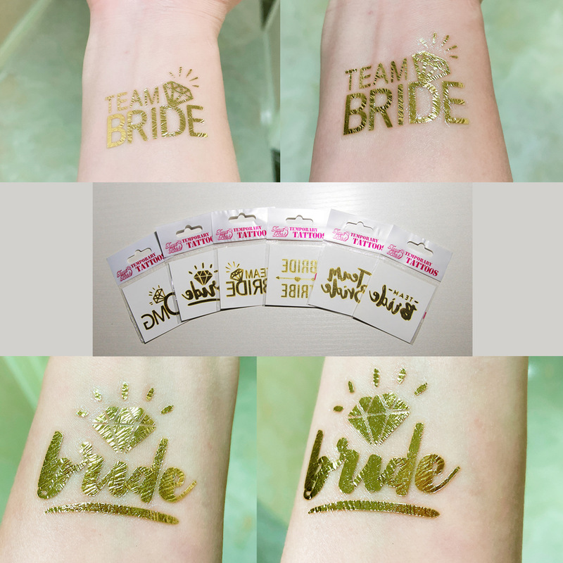 Team Bride wedding gold tattoo stickers bridal tribal stickers bachelor party water transfer gold stickers