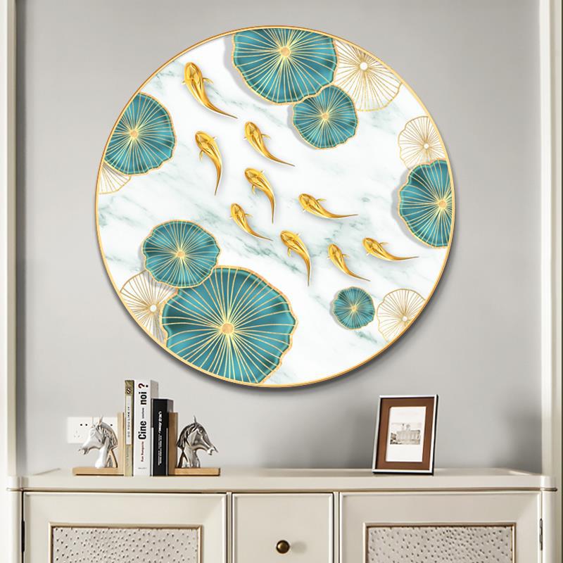 Jiuyu Jujiaitu lujoso porche pinturas decorativas mural redondo corredor restaurante entrada en la atmósfera pinturas colgantes de porcelana cristalina