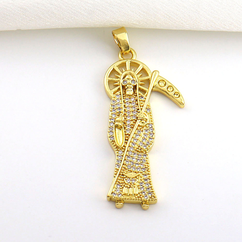 7g Weight Pendant Jewelry Making Type 14*45mm Jewelry Making Size Zircon Inlay Material DIY Jewelry Accessories Classification 1 Piece Quantity Copper Material Father St. Jude Pattern All Seasons Season Plating Design Glam, Retro Style 1 Piece 14*45mm Copper Zircon Father St. Jude Pendant 6
