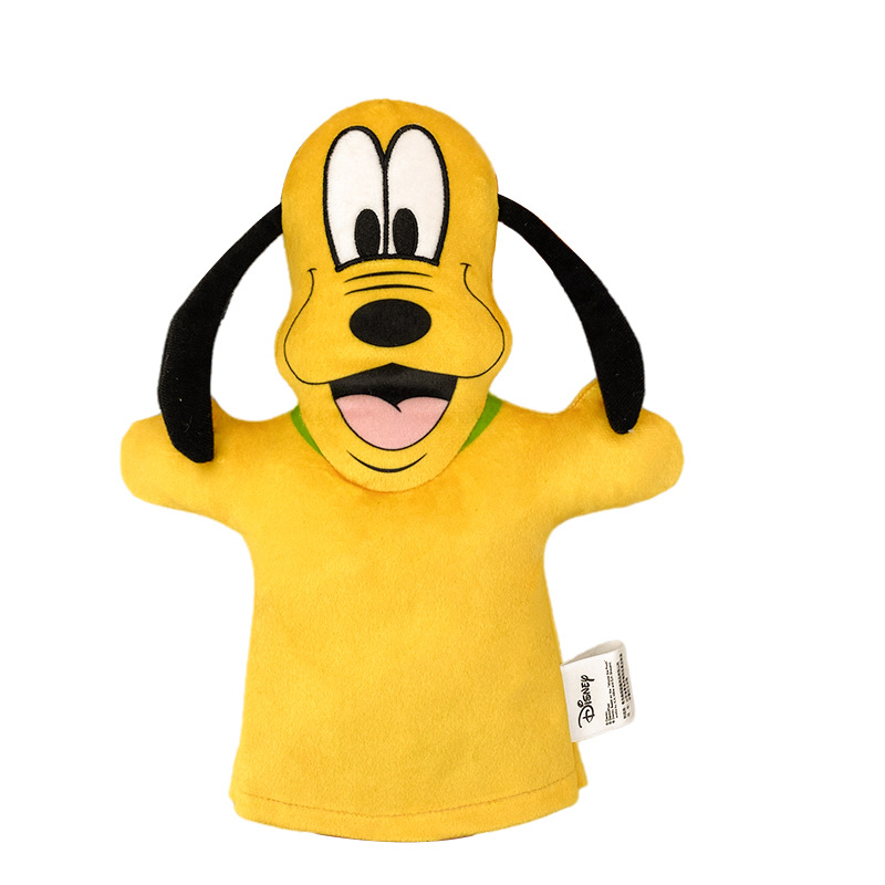 En stock muñeca de dibujos animados genuino Disney marca marioneta de mano interacción padre-hijo Mickey Mouse niños educación temprana juguete de peluche