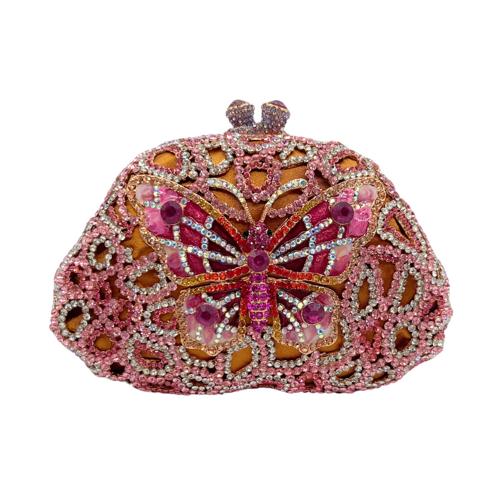 Nueva mariposa hecha a mano bolsas de cena de diamantes, bolsas de diamantes de mano de mujeres, bolsas de mariposa