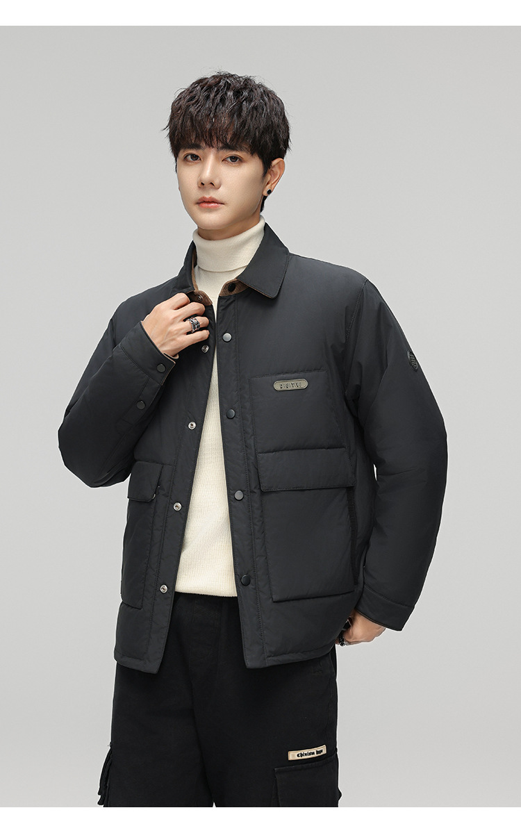 Men's Down Jacket Lapel Collar Warm Casual Winter Coat For Men_voghion.com
