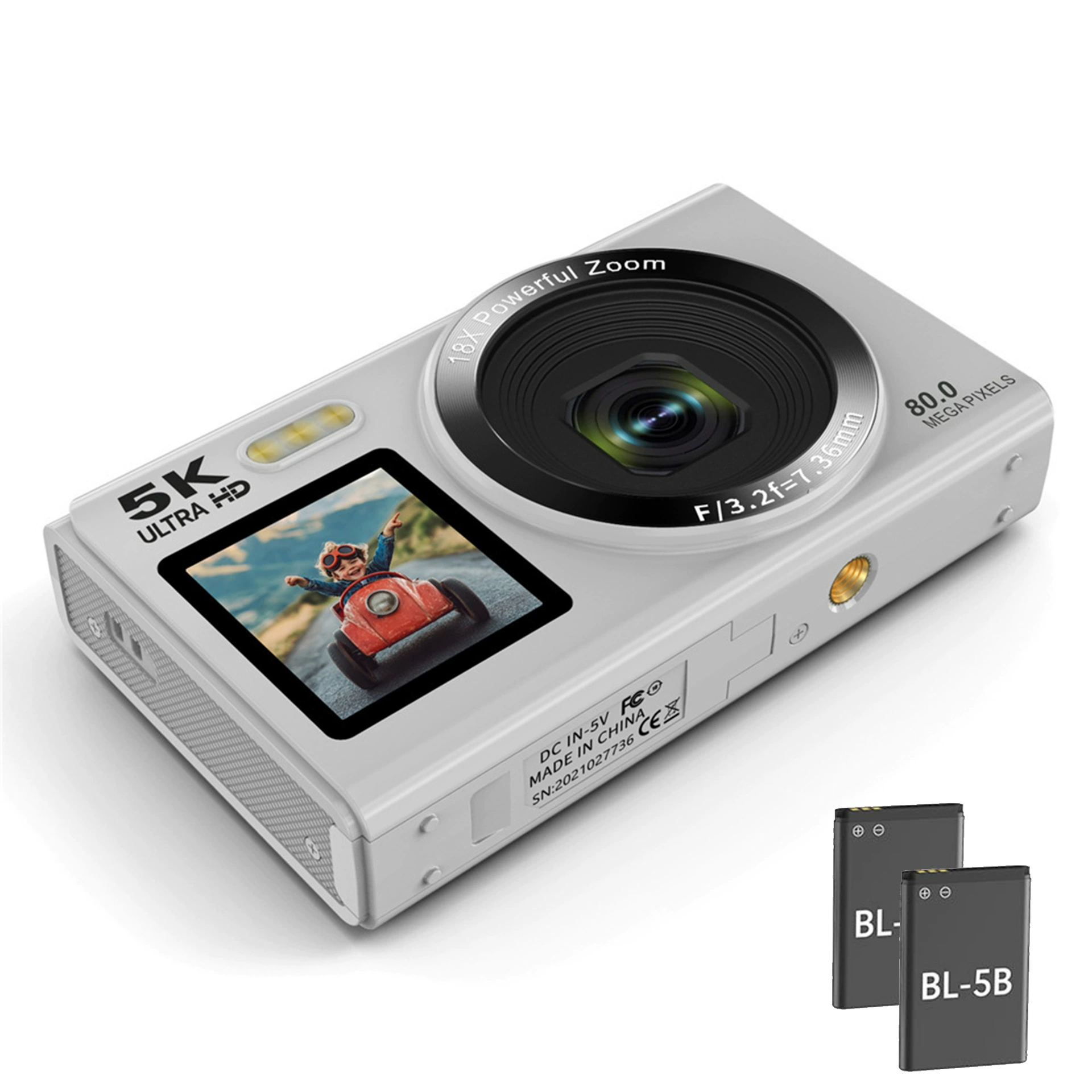 Цифровая камера ручная 5K Ultra HD, 18× зум, 80 Мп, компактная 21×15×10 см
