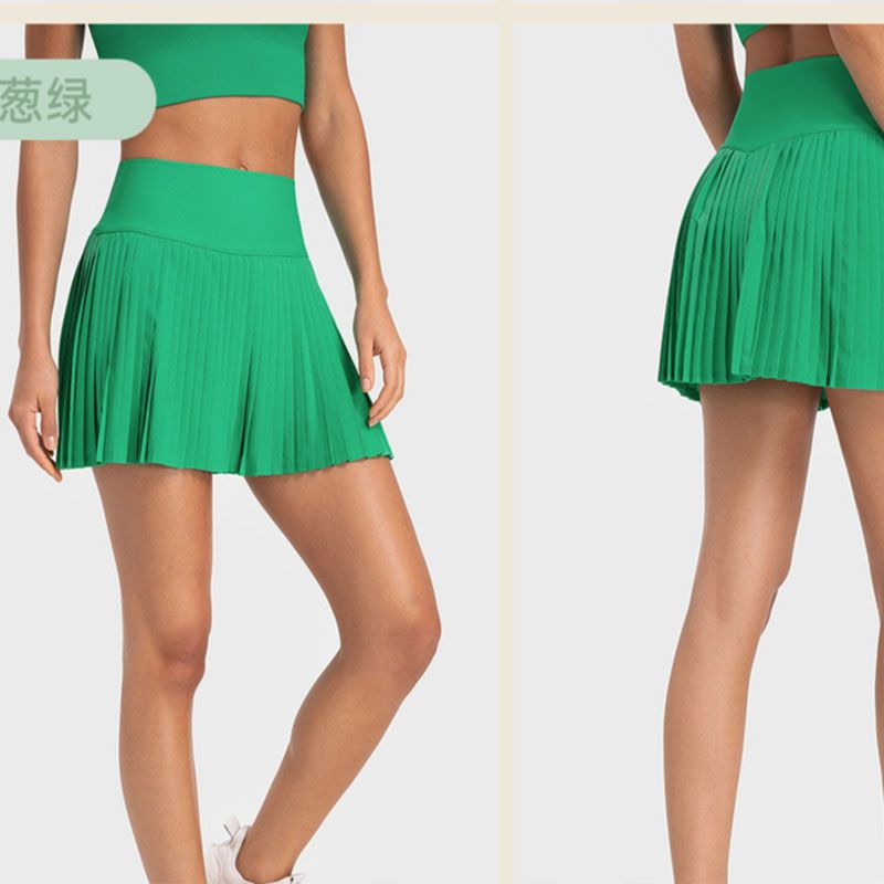 Summer New High-Waisted Tennis Skirt with Pockets for Women, Quick-Dry, Anti-Exposure, Fitness Running Shorts Trendy