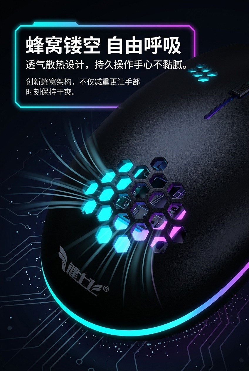 发光鼠标游戏电竞轻便电脑笔记本台式耐用办公静音款有线鼠标现货