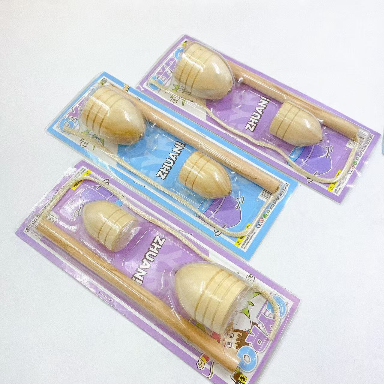 Binario al por mayor dos giroscopos de madera nostálgicos juguetes infantiles tarjetas de absorción giroscopos al por mayor 2 supermercados