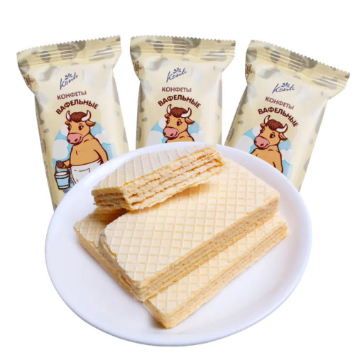 Russian imported delicious crispy, smooth wafers small package snack multi-layer filled wafers