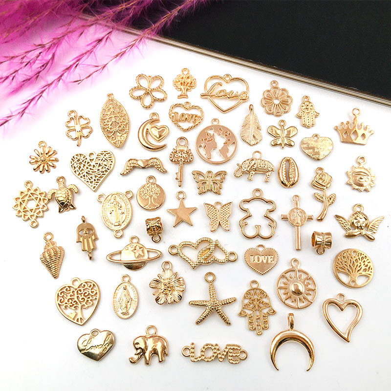 100 PCS/Package 50 PCS/Package 15-25mm Alloy Heart Shape Flower Elephant Pendant display picture 3