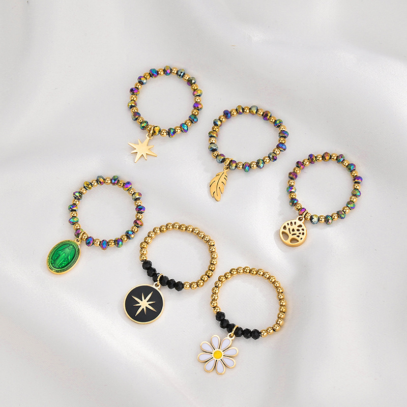 simple new daisy elastic heart titanium steel pendant ring