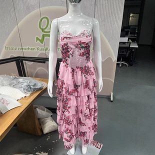Cross-border European and American Strapless Sexy Long Evening Dress Women's Slim-fit High-end Elegant Party Prom Dress Summer