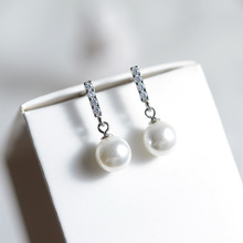 新款淡水珍珠女耳坠s925纯银耳钉气质温柔日韩耳环耳饰女一件代发