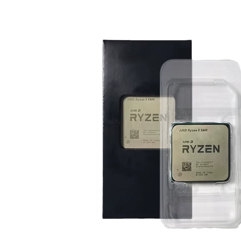 Процессор Ryzen R5-5600 свободные чипы 6 ячеек слота AM4, частота памяти поддерживает 4000 МГц, количество потоков 12