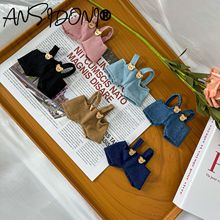 15cm掌门狗公仔背带裤狐狸贝儿娃娃牛仔裤毛绒玩具娃衣配饰批发