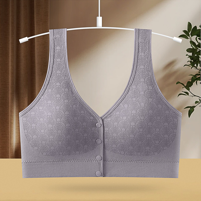 La ropa interior de la madre con hebilla frontal se reúne sin anillo de acero, sujetador tipo chaleco de pecho, sujetador de lactancia para mujeres de mediana edad y ancianas