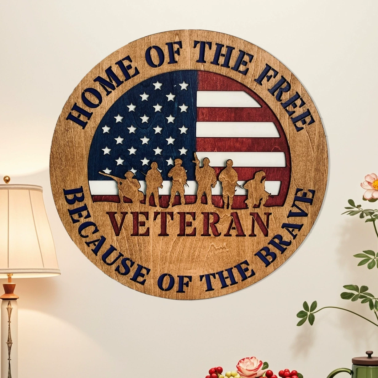 Трансграничный новый продукт День независимости украшение дома в честь Дня памяти США Круглый настенный деревянный день независимости