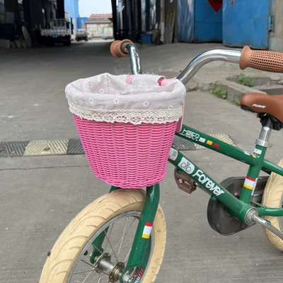 Electric car tail box | multifunctional storage bicycle basket, imitation - pink-medium-size-with-lining-211616cm-default-item