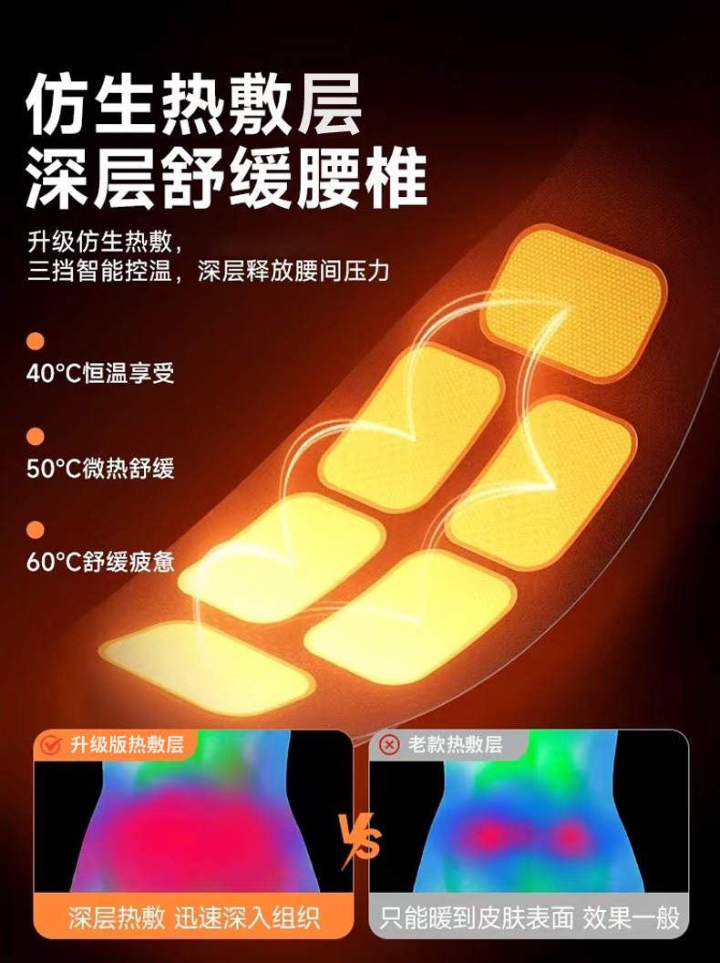 Car Electric Massage Hot Compress Traction Lumbar Pillow Lumbar Cushion Backrest Waist Support Seat Lumbar Support Automatic Inflatable Headrest