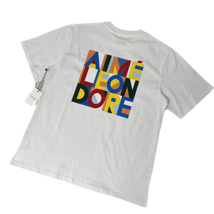 Aime Leon Dore Abstract Color Block Letter ALD T-shirt Trendy High Street Casual Short Sleeve_voghion.com