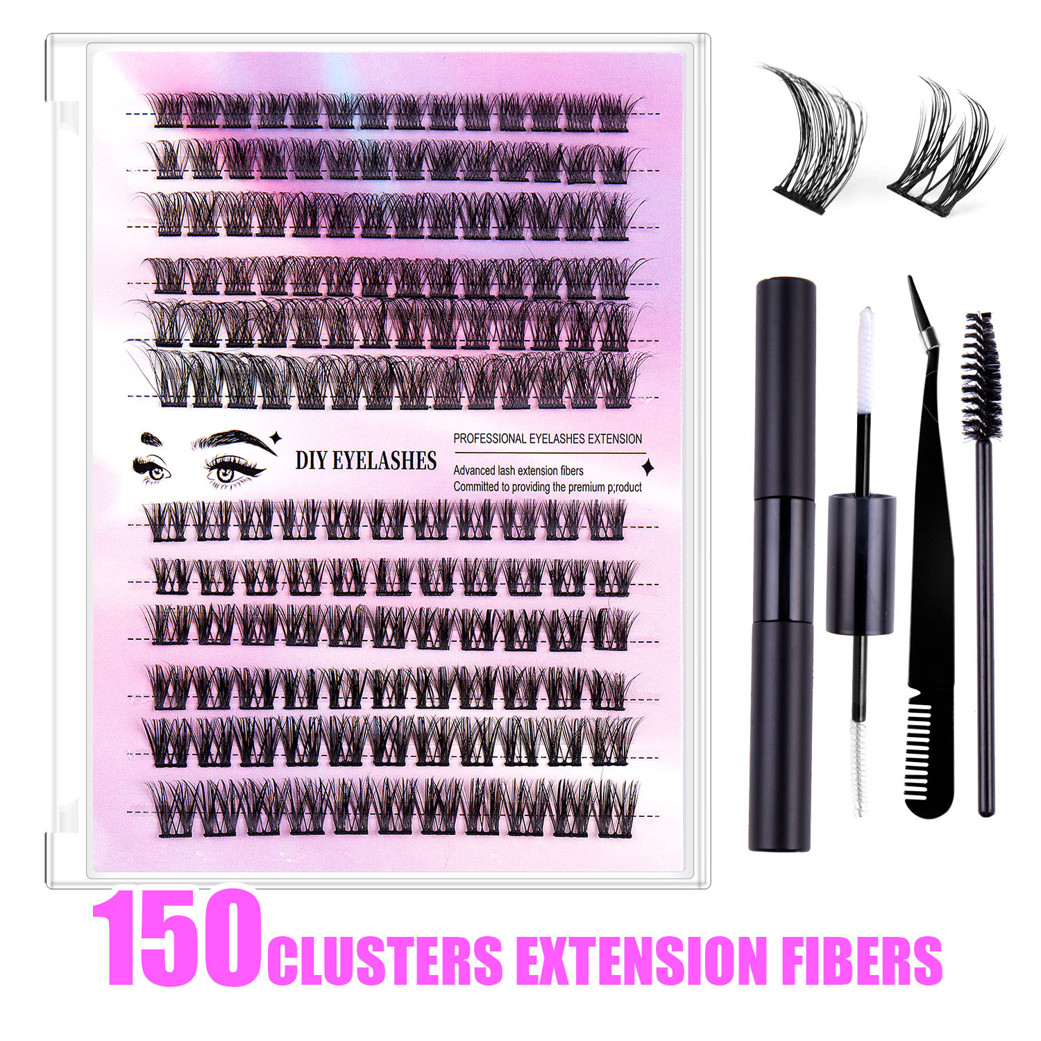 European and American cross border 150 clusters of D curve DIY eyelashes natural and dense segmented single cluster grafted false eyelashes wholesale_voghion.com