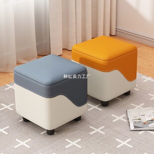 Small Bench for Home Living Room, Simple Sofa Stool, Entryway Shoe-Changing Stool, Wardrobe Low Stool, Soft Cushion Small Square Stool
