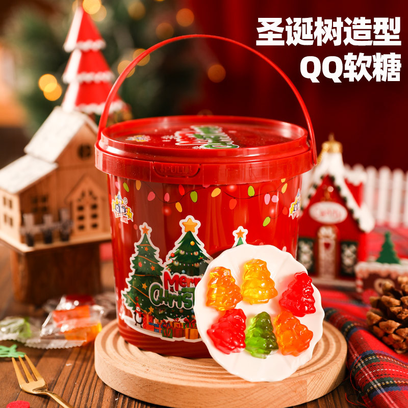 Christmas Candy Barrel Gifts Online Red High Color Value Christmas Tree QQ Fudge Gummy Candy Independent Candy for Activities