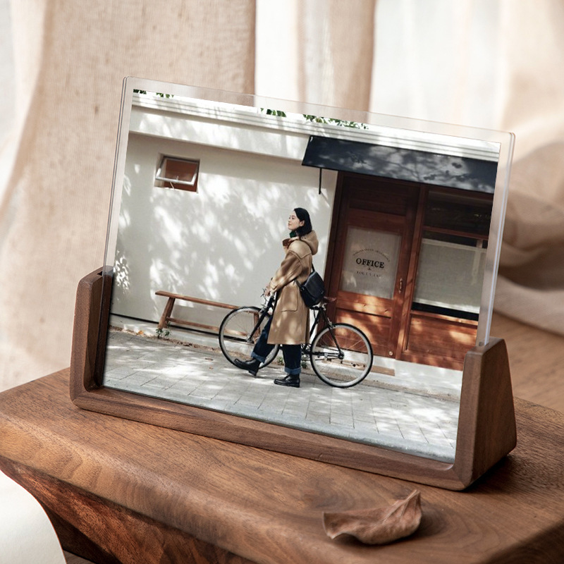 Creative U-shaped wooden frame 6 inch 7 inch 8 acrylic photo frame table for photo frame solid wood transparent frame frame