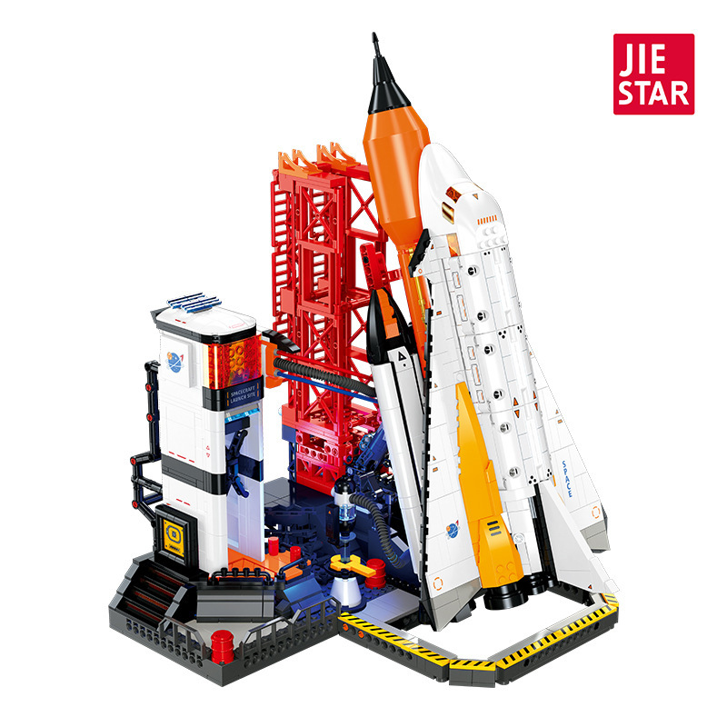 Bloqueo de construcción JJ9247 sitio de lanzamiento de cohetes espaciales con iluminación modelo de ensamblaje y montaje para niños regalo de enseñanza de acertijos