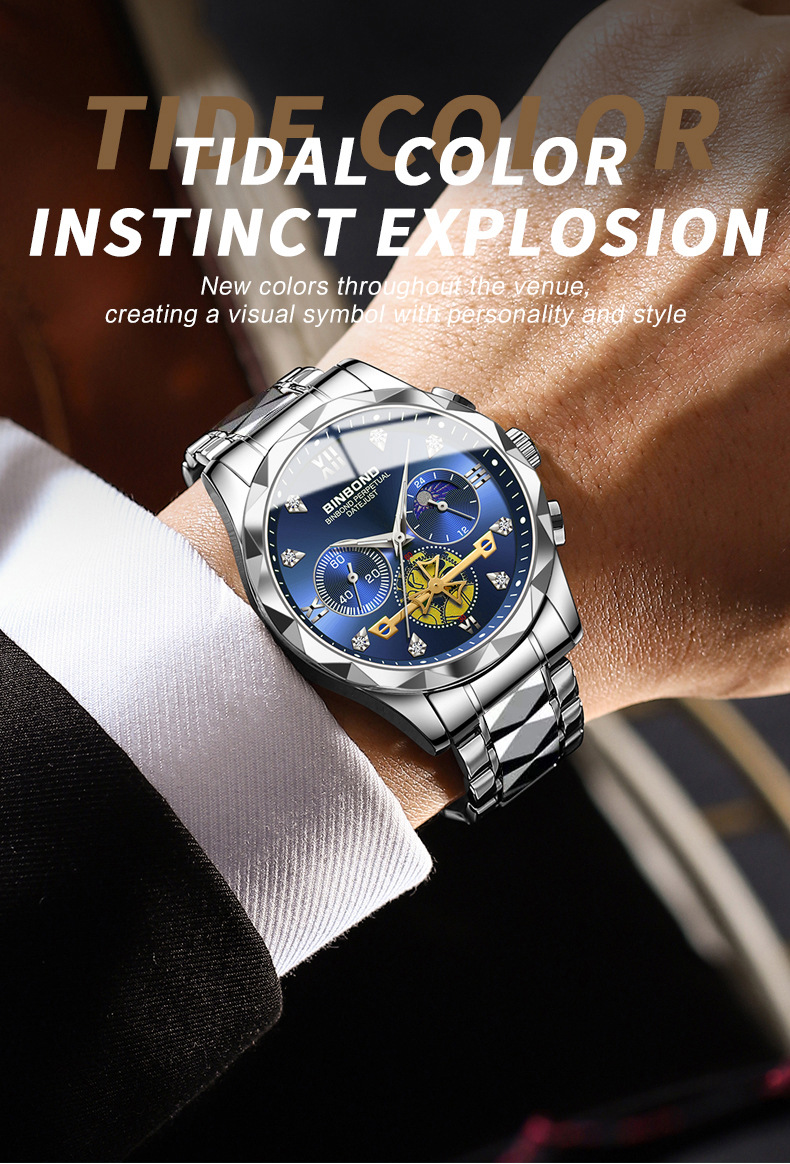 Men's Quartz Watch Multifunctional Tungsten Steel Chronograph_voghion.com
