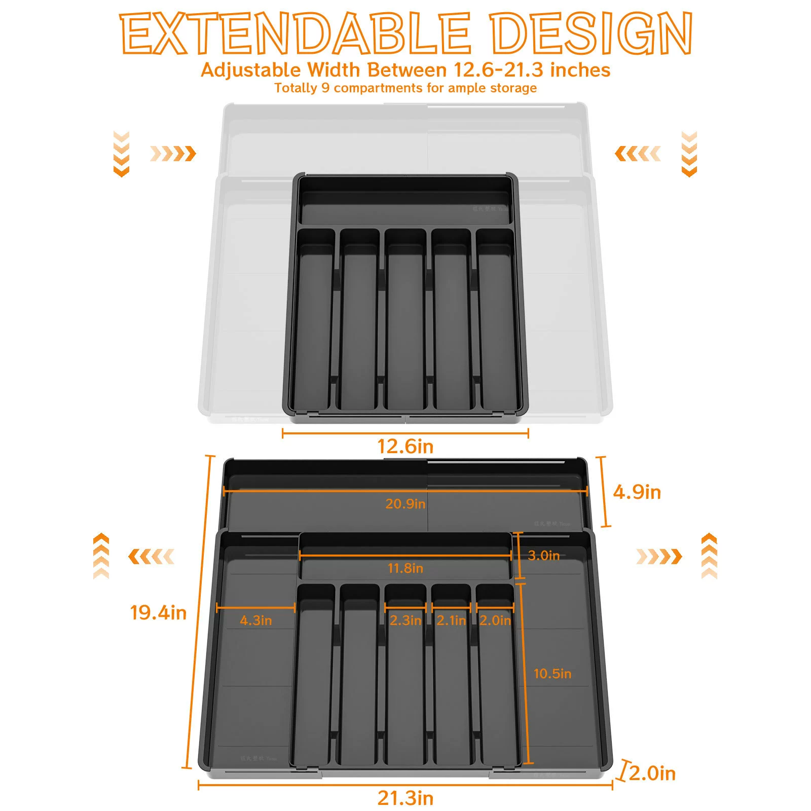 New cross-border expansionist tableware kitchenware drawer storage box Expandable Utensil Tray