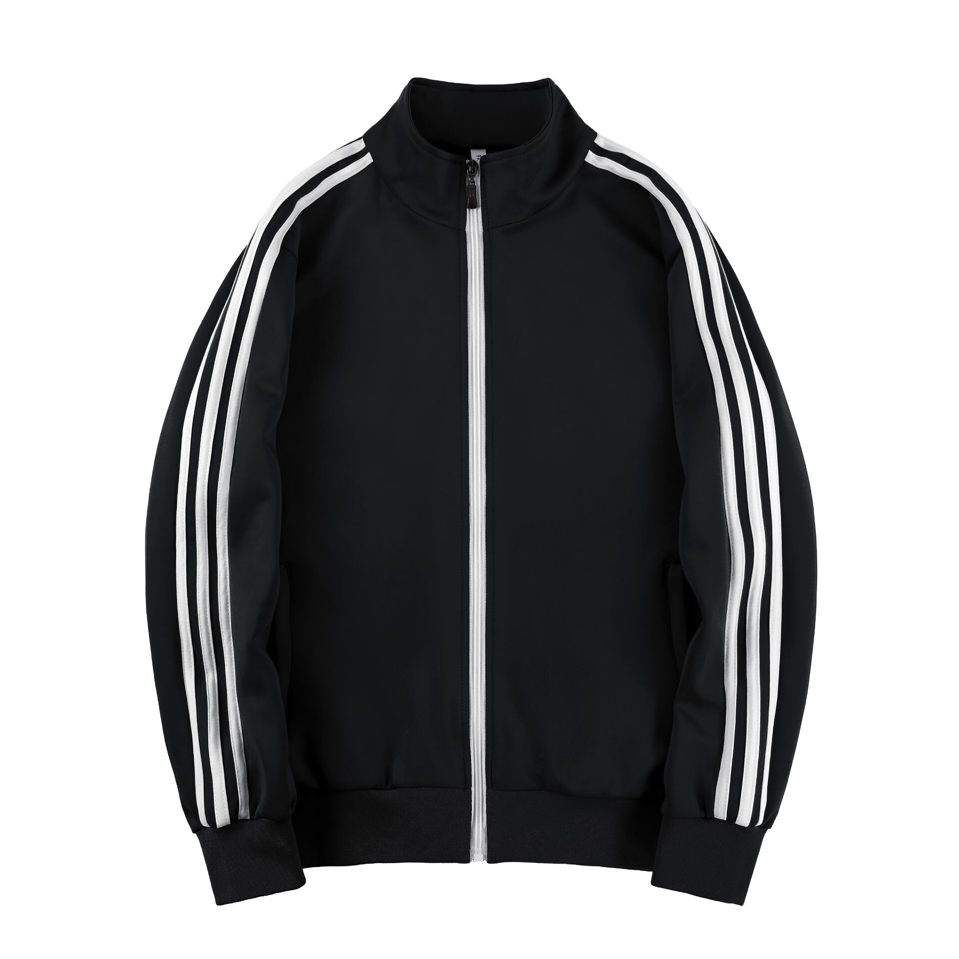 Primavera y otoño transfronterizos chaquetas deportivas parejas americanas de moda casuales de tres barras suéter chaqueta de béisbol de mujer