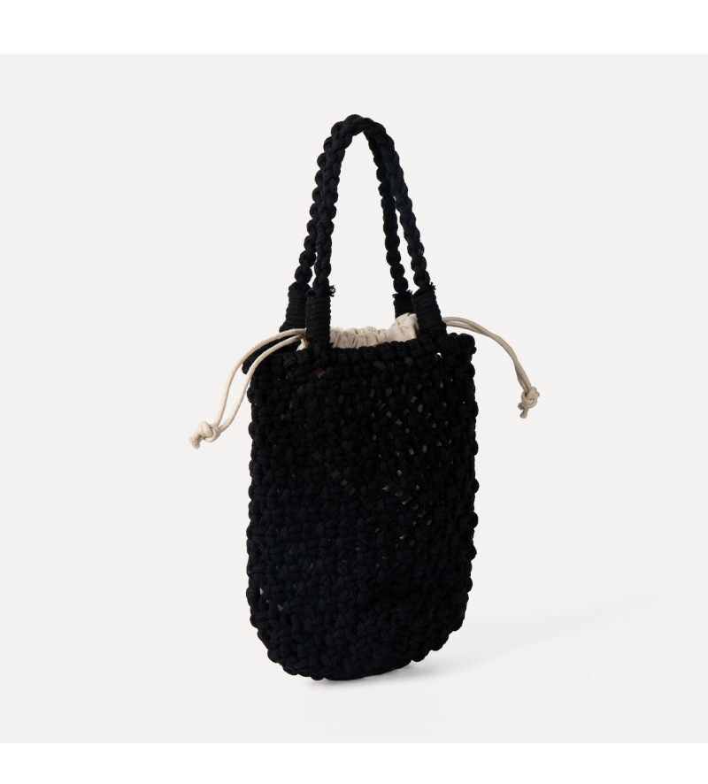 Women's Small Canvas Solid Color Vacation Beach Weave Bucket String Straw Bag display picture 2