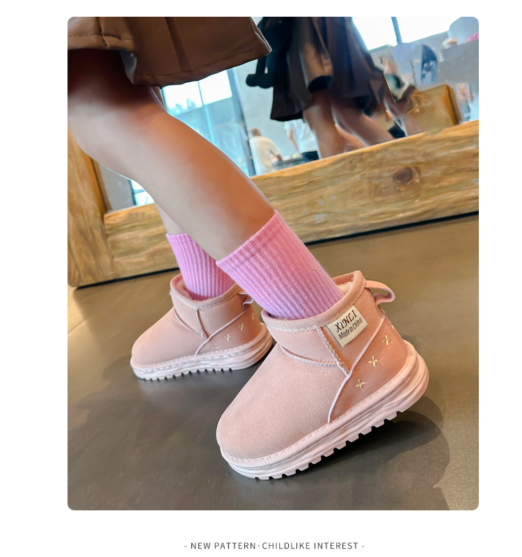 2023 Stivali da neve per bambini ispessiti invernali Scarpe di cotone calde Stivali per ragazzi e ragazze Scarpe in cotone per bambini con suola morbida antiscivolo_voghion.com