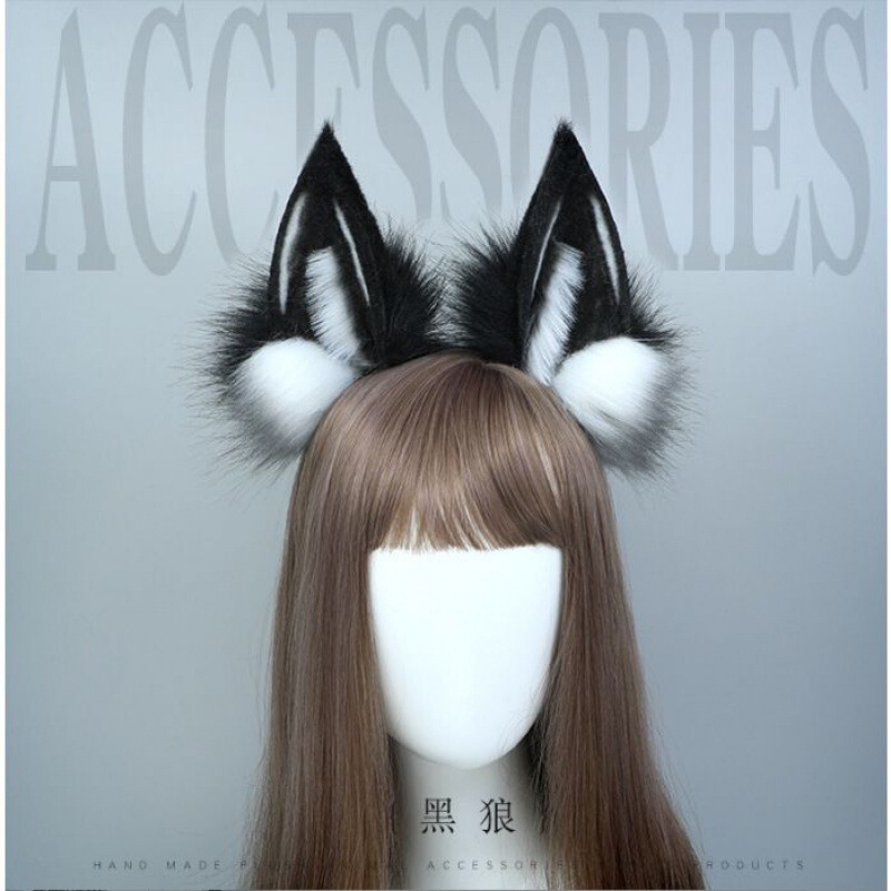 猫耳カチューシャ、猫耳、オオカミ耳カチューシャ、オオカミ尻尾、オオカミフレンズぬいぐるみ獣耳アクセサリーセット|undefined