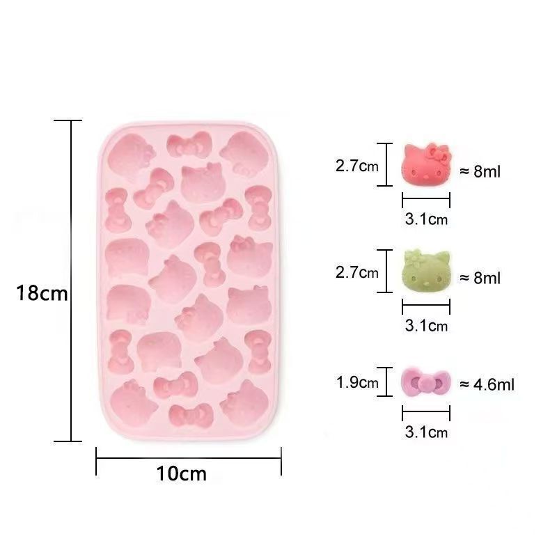 Hellokitty硅胶冰格卡通食品级按压冰块模具家用制冰储冰盒三丽鸥|undefined