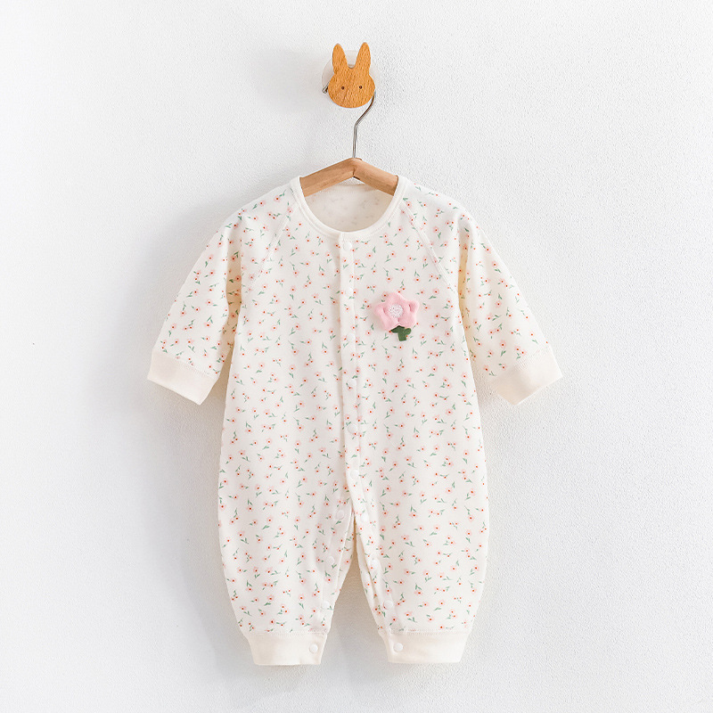 Four Seasons Newborn Baby Jumpsuit Spring and Autumn New Pure Cotton Baby Clothes 0-12 Months Boneless Romper Suit