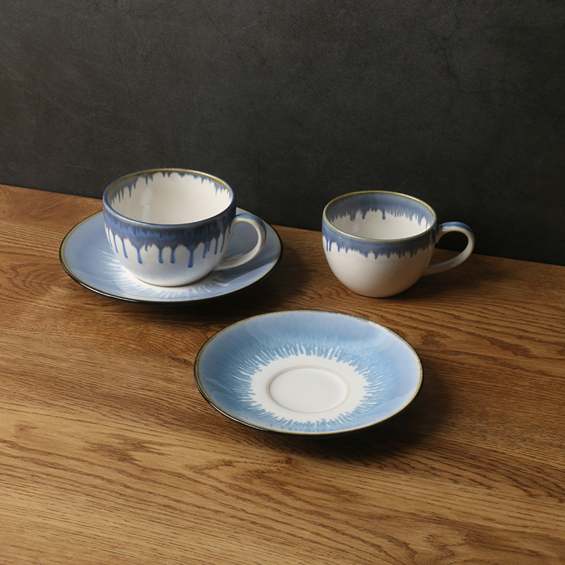 Taza y platillo de café de exportación de comercio exterior [cerámica de alta gama] 2023 nueva taza de agua de cerámica [bonita y delicada