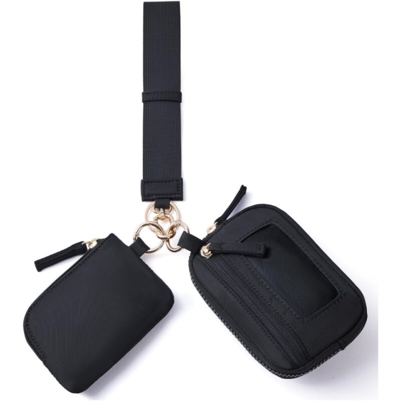 in stock new cross-border lulu with ultra-light simple hand-held coin purse 2-in -1 anti-lost card holder keychain