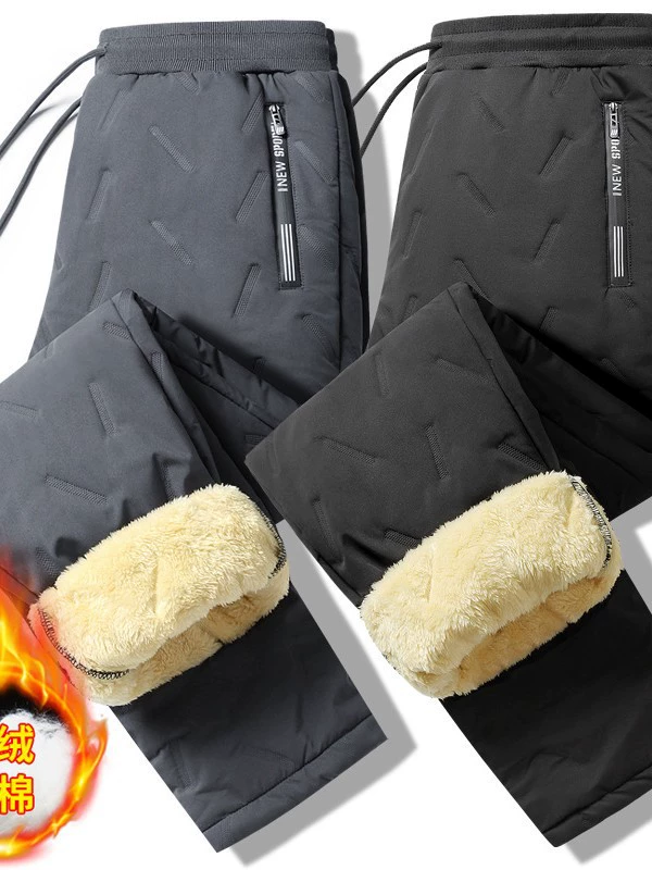 Velvet winter travel keep warm trousers for leisure, increased thickness, plus size, (Cross-border trading)