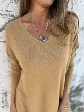 Foreign Trade European American Cross-Border Independent Site 2026 Spring And Autumn Solid Color V-Neck Knit_ecoleips.com