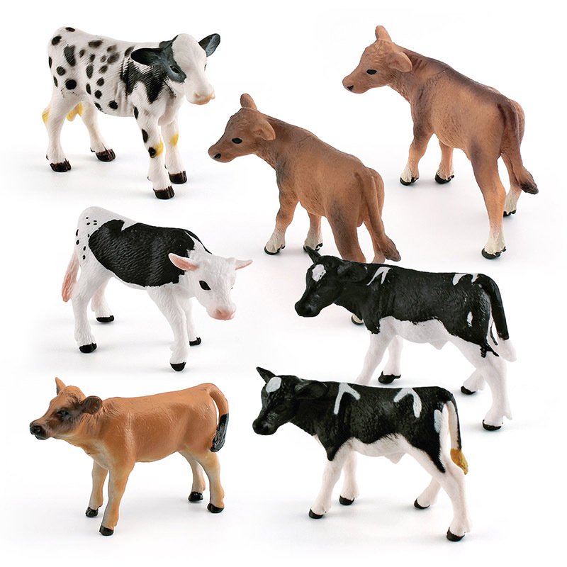Simulated real-life wild animal model walking black-spotted calf…