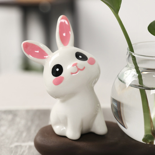 Home furnishings hydroponic vase ceramic rabbit office desk decoration supplies new rabbit pothos flower arrangement container