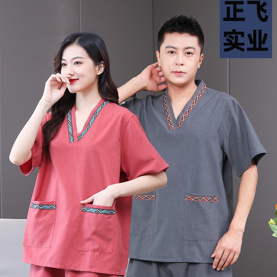 汗蒸服女纯棉大码高档情侣款足疗桑拿服艾灸男浴服按摩汗蒸足浴衣