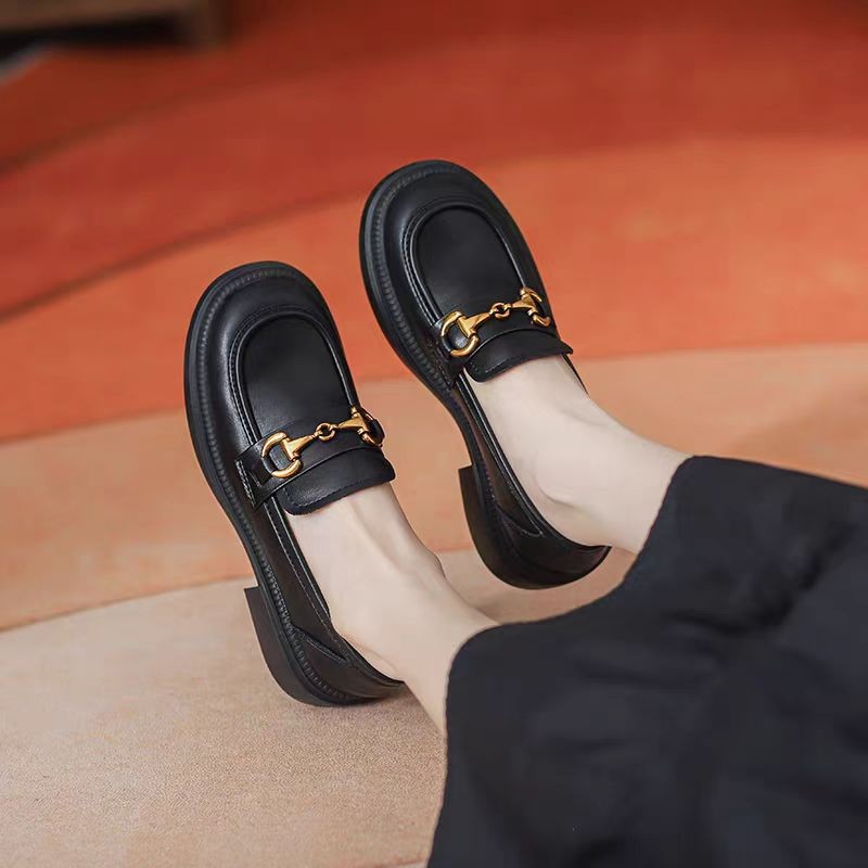 Zapatos de Lefour 2025, otoño nuevo botón de metal, zapatos de cuero de estilo británico JK, zapatos de un solo pie, zapatos de un solo pie, zapatos de estilo coreano, zapatos de un solo pie