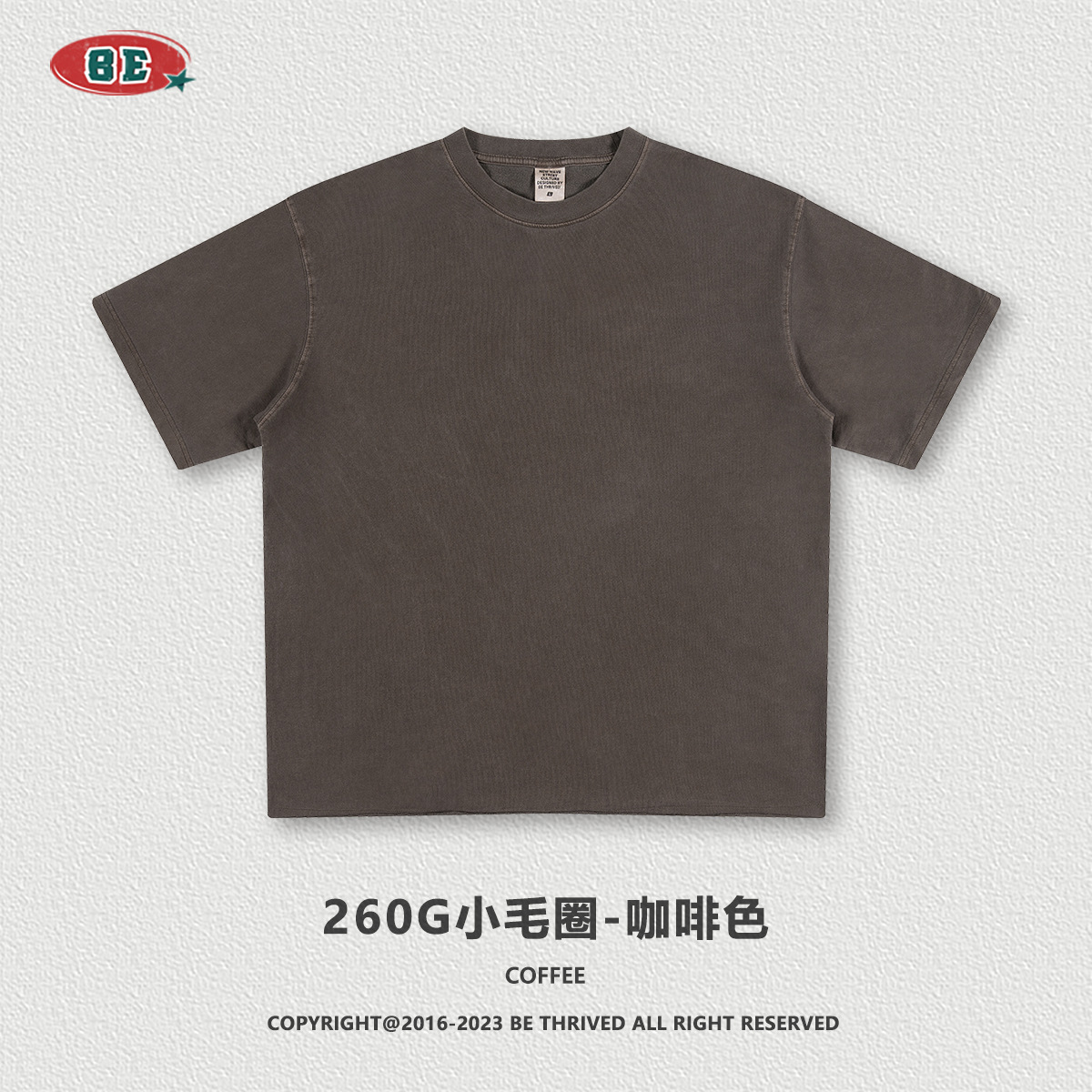 BE ropa de hombre 2025 primavera y verano marca de moda pesada lavado de manga corta adolescente suelto lado suelto camiseta de hombre guapo algodón