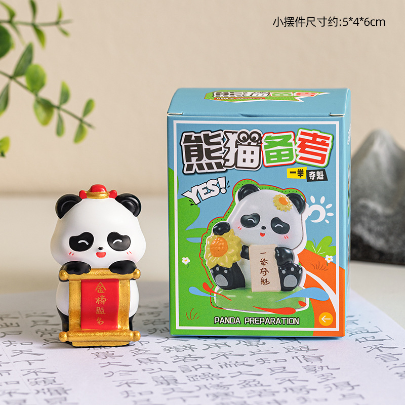 高級感小衆パンダ樹脂置物かわいいオフィスデスクトップ装飾癒しストレス解消女子プレゼント