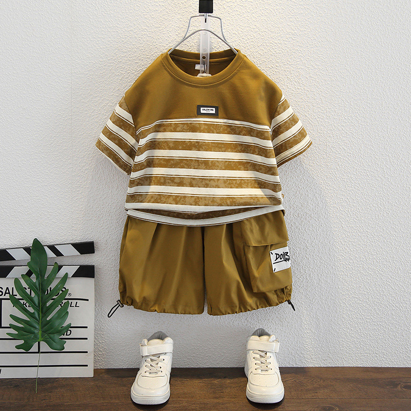 7979 ropa de verano para niños 2024 nuevo traje delgado de manga corta ropa para niños de moda de verano ropa para niños de media manga para niños