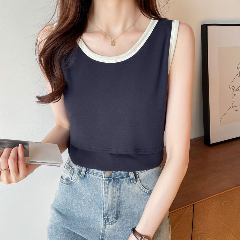 授乳服の潮のお母さんは簡単で、純綿のベストの上着に出かけます。|undefined