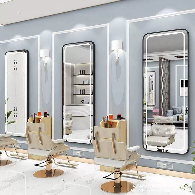 Зеркальный стол для парикмахерской, модное зеркало для парикмахерской, эксклюзивное простое модное одностороннее настенное зеркало для стрижки с подсветкой