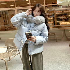 女2025新款韩版糖果色方木扣小个子短款面包服宽松上衣外套