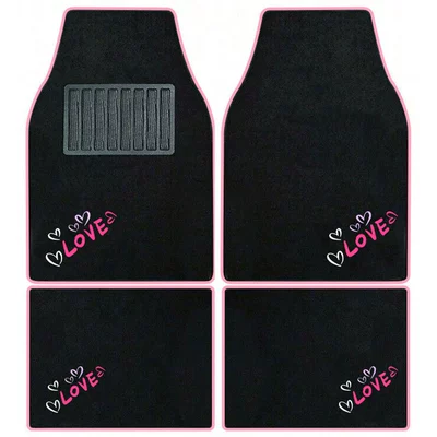 Universal Foot Pad, heart-shaped car floor mat four-piece - lovepink-edge-universal-car-floor-mat-set